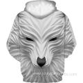 White smiling wolf 3D printing hoodie